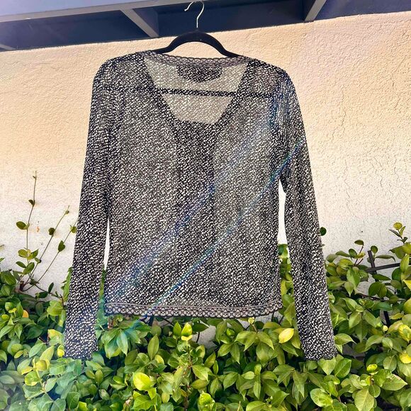 Cynthia Cynthia Steffe Silk Sheer Blouse Black Lace Long Sleeve Top Size Large - Picture 5 of 5